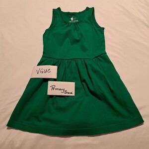 Primary girls 4-5 green dress with pockets